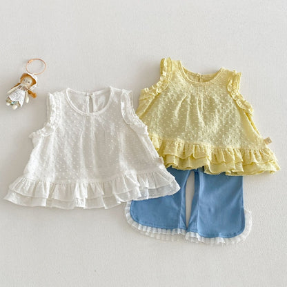 【BABY&KID】夏新作 無地ジャカードブラウス、デニムパンツSK105217