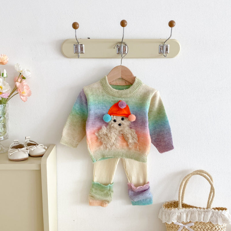 【BABY&KID】カラフルボーダーニットセットアップSK092432