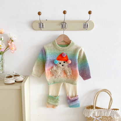 【BABY&KID】カラフルボーダーニットセットアップSK092432