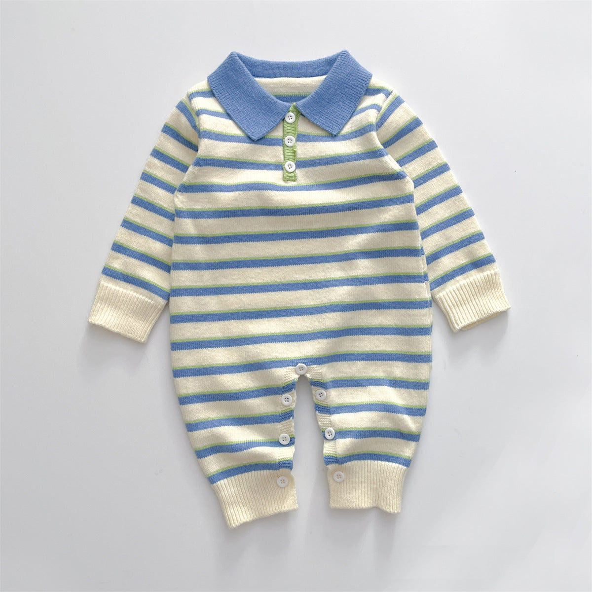 【BABY】暖かいボーダートップス、ロンパースSK022004
