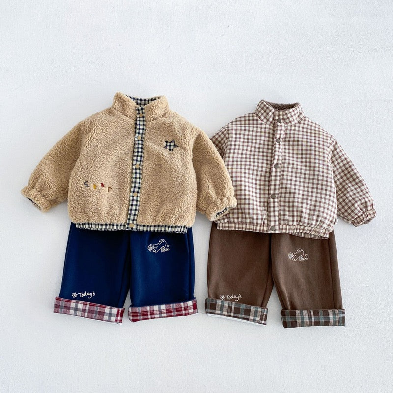 【BABY&KID】冬新作リバーシブル厚手ジャケット、折り返しパンツSK107715