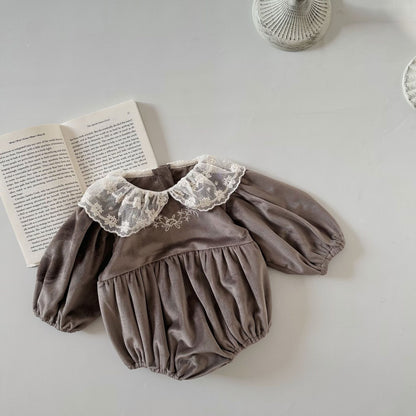 【BABY】レース襟花刺繡ロンパースSK022505