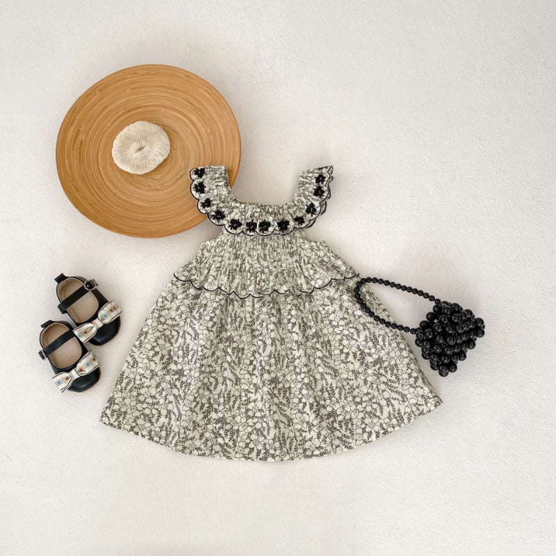 【BABY&KID】夏新作 フローラル刺繍ノースリーブワンピースSK090322