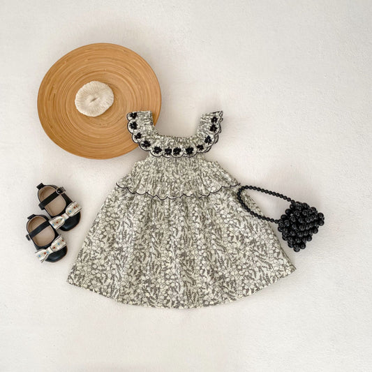 【BABY&KID】夏新作 フローラル刺繍ノースリーブワンピースSK090322