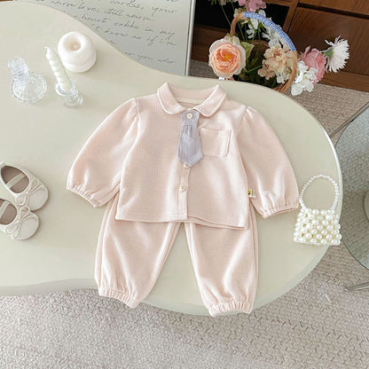 【BABY&KID】ネクタイ付き無地セットアップSK102421