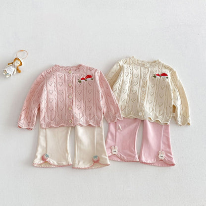 【BABY&KID】韓国風きのこ刺繍カーディガンSK104124