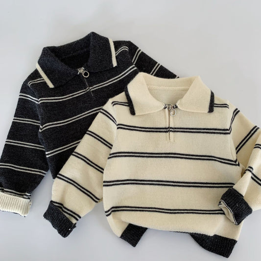 【BABY&KID】ストライプジップニットセーターSK100531