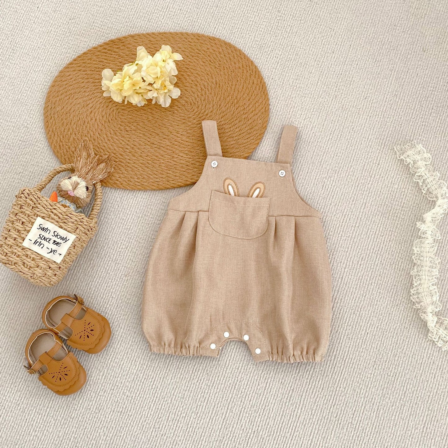 【BABY】夏新作 ウサギ耳刺繡可愛いサロペットSK061713