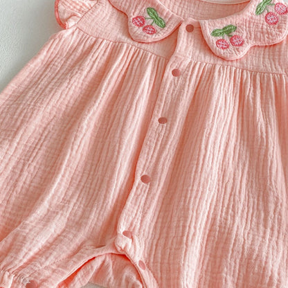 【BABY】夏新作さくらんぼ刺繍カバーオールSK106411