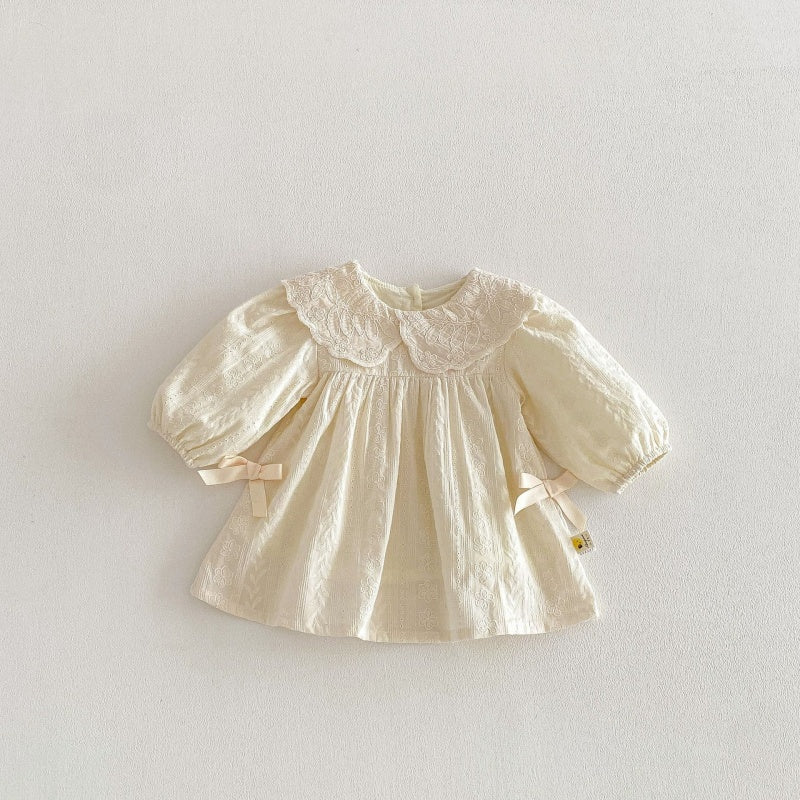 【BABY&KID】襟付きジャカード長袖ワンピースSK104320