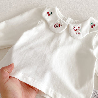 【BABY】チェックサロペットロンパース＆うさぎ刺繍SK103618