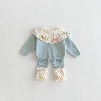 【BABY】キャンディカラー蝶結びニットセットアップSK092409