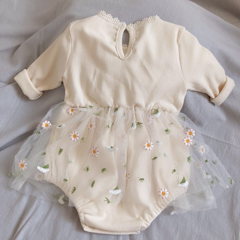 【BABY】花刺繍チュールロンパースSK100806