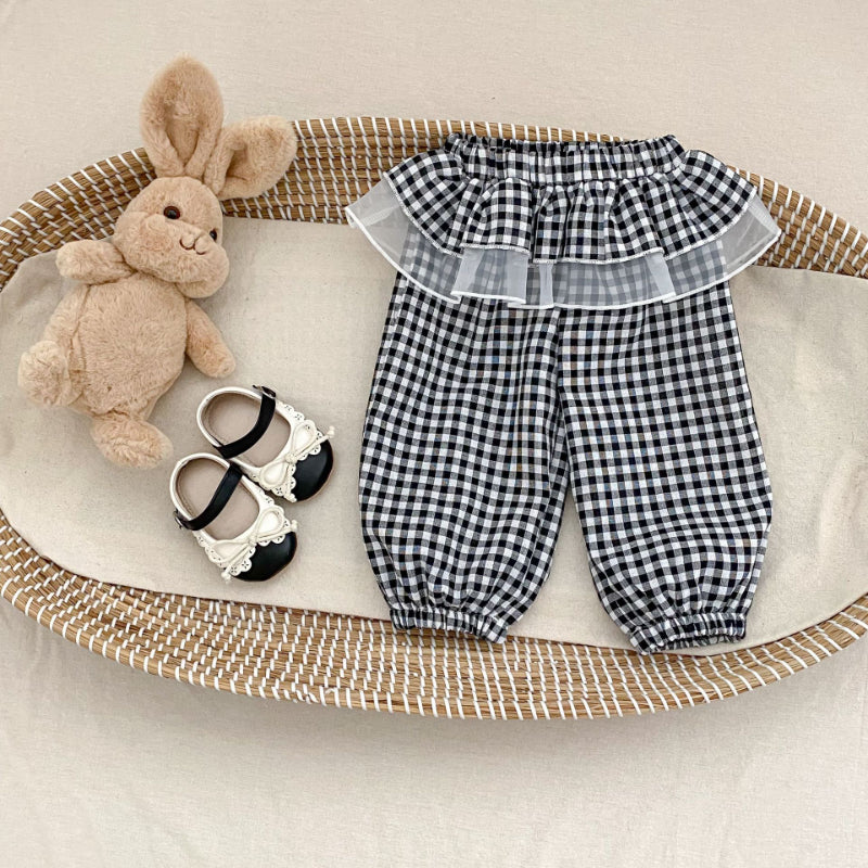 【BABY&KID】夏新作 チェック柄ロングパンツSK080106