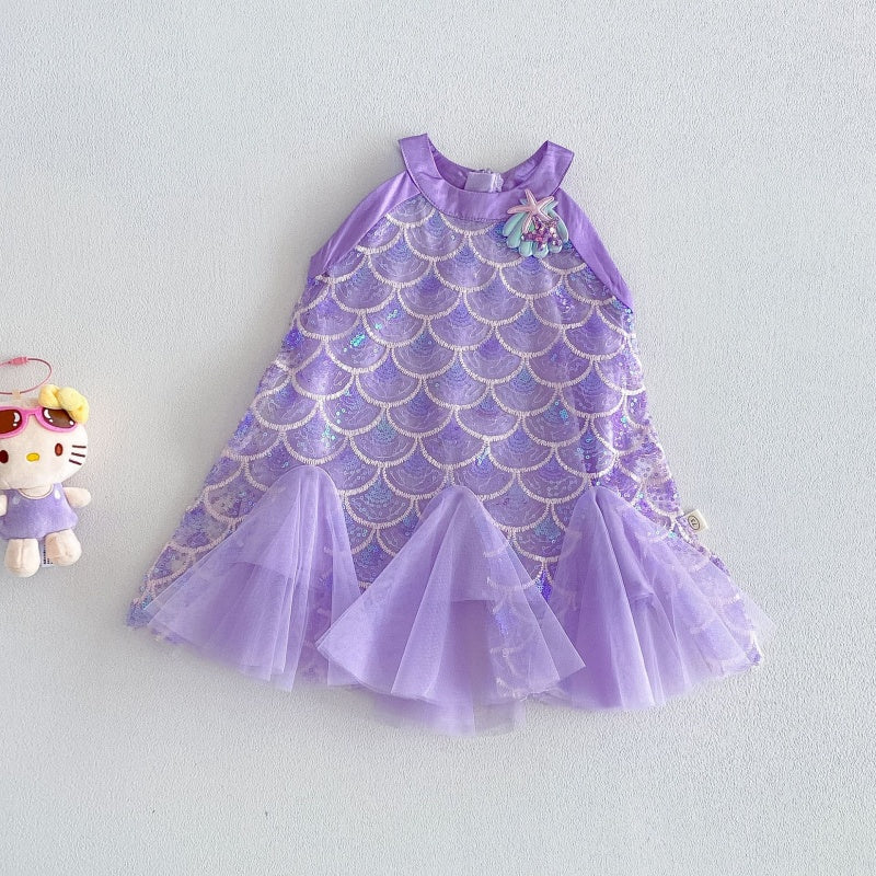 【BABY&KID】夏新作スパンコールチュールプリンセスワンピースSK105916