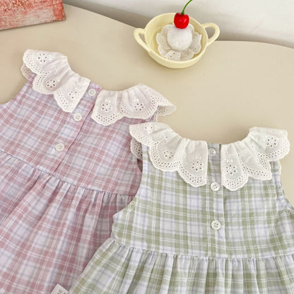 【BABY&KID】夏新作フリル襟チェックセットアップSK106406