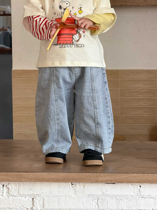 【BABY&KID】カートゥーンプリント長袖、ストレートデニムパンツSK104006