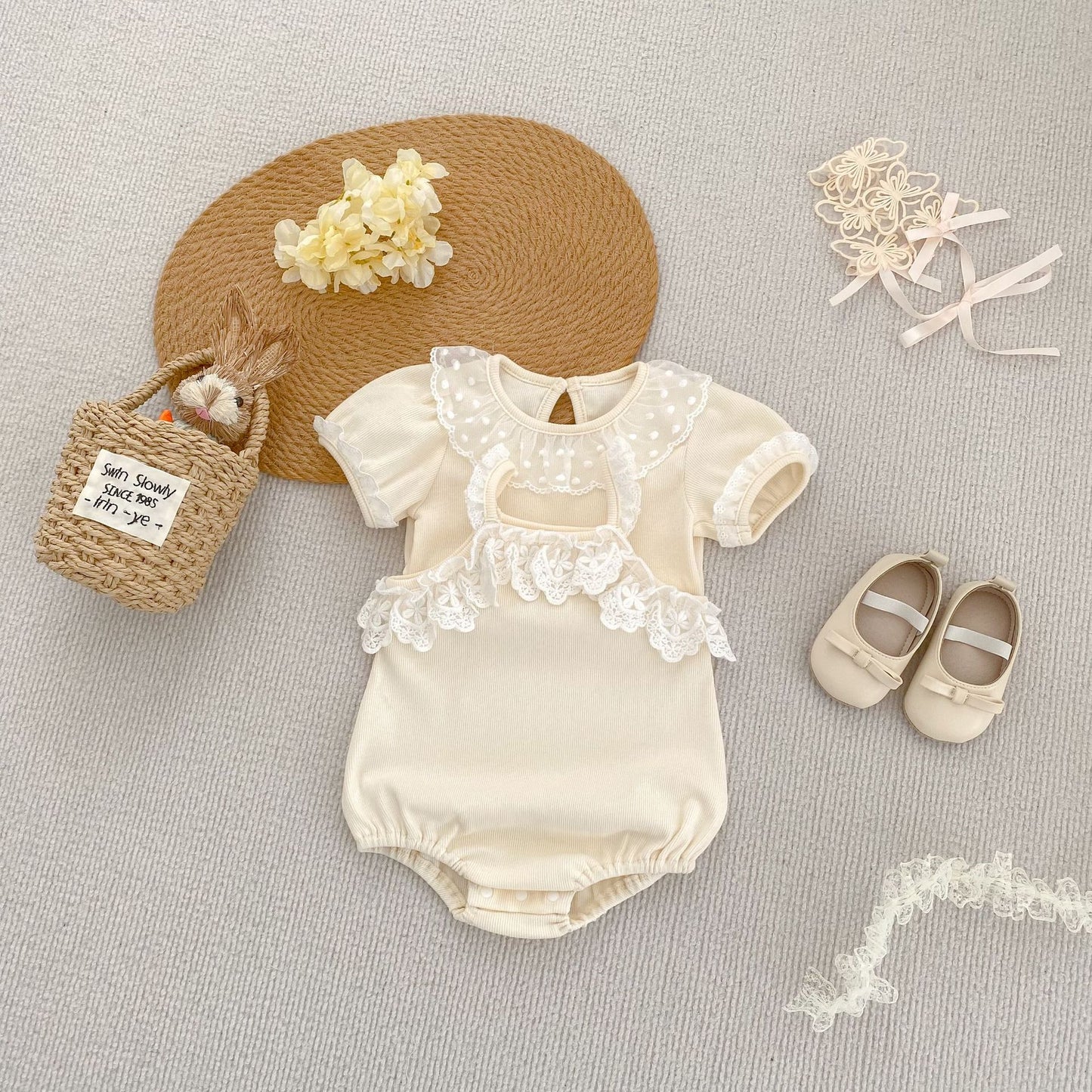 【BABY】夏新作 レースクリームロンパース、ＴシャツSK061805