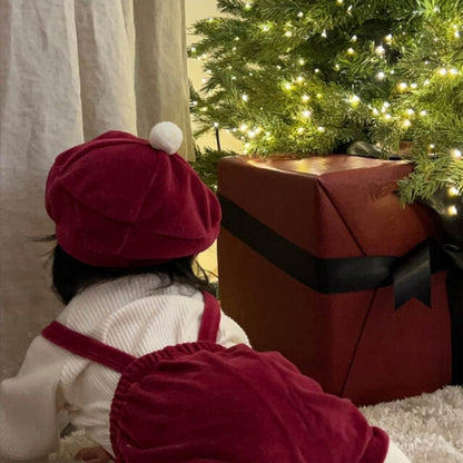 【BABY】韓国風ベロアサロペット、帽子SK102819