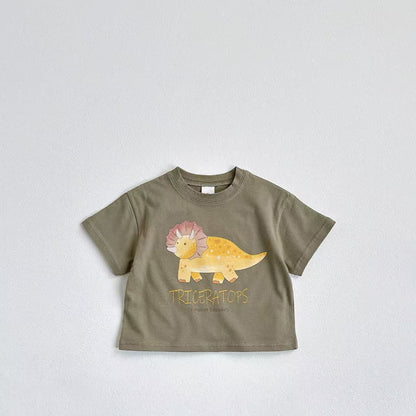 【BABY&KID】夏新作 恐竜プリントクルーネックTシャツSK090805