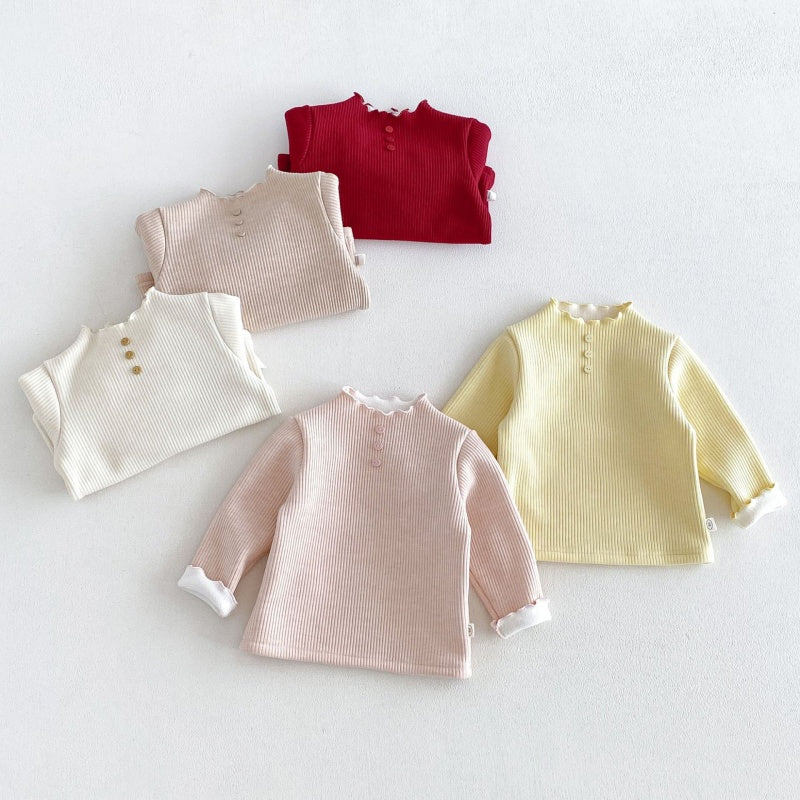 【BABY&KID】冬新作無地リブ裏起毛トップスSK108511