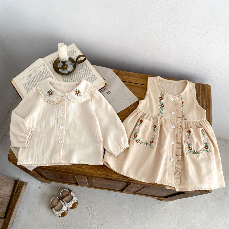 【BABY&KID】花柄刺繍ワンピース/刺繍ブラウスSK011030