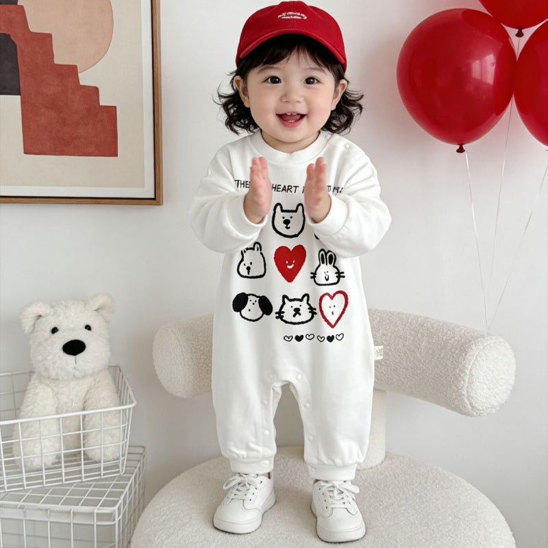 【BABY】ハート柄カバーオールSK104110