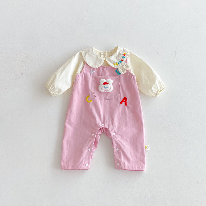 【BABY】アルファベット刺繍サロペット＆ガールシャツSK092411