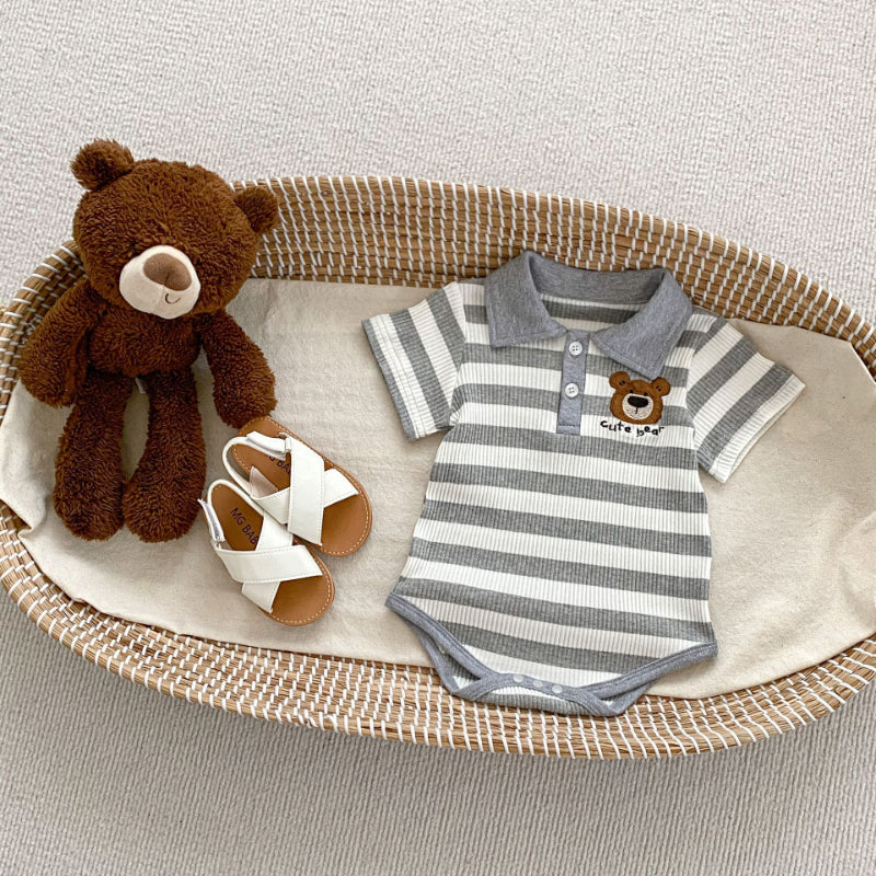 【BABY&KID】夏新作 ストライプくまロンパース、セットアップSK072524