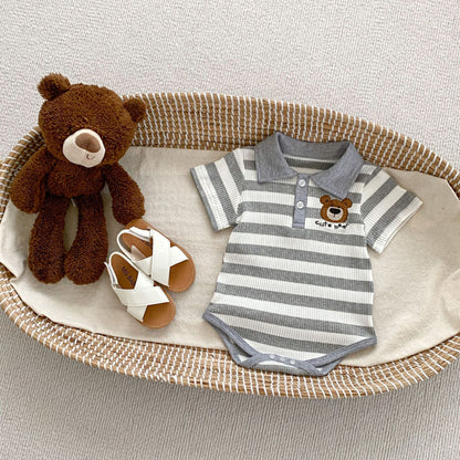 【BABY&KID】夏新作 ストライプくまロンパース、セットアップSK072524