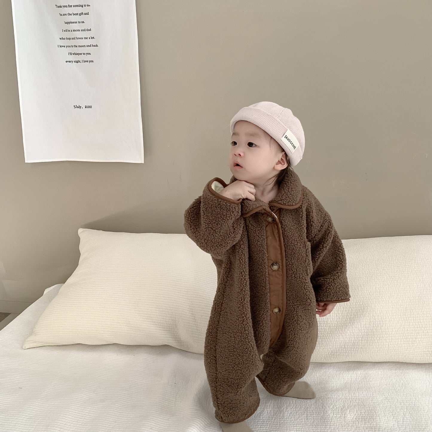 【BABY】韓国風 暖かい防寒ロンパースSK021603