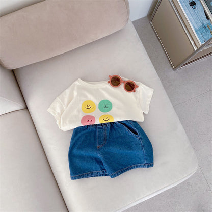 【BABY&KID】夏新作 ロゴスマイル半袖TシャツSK010214