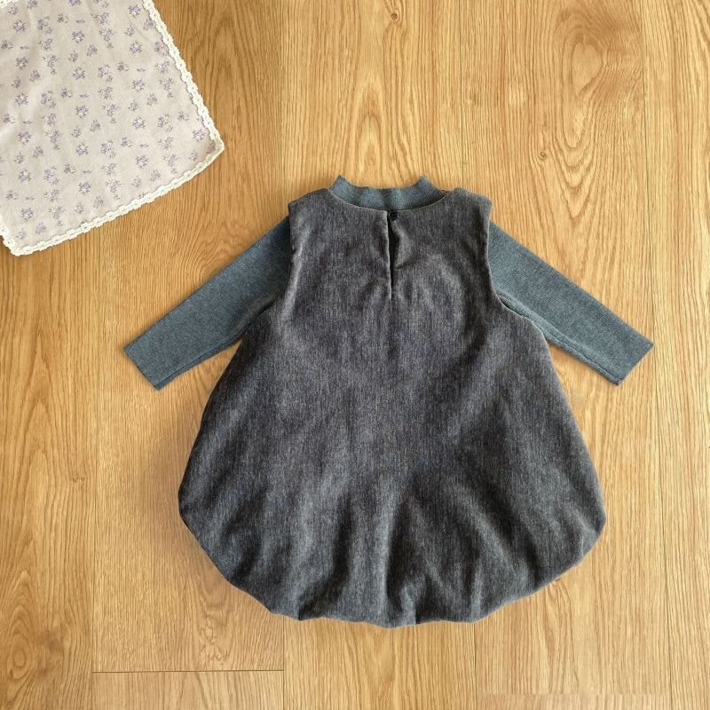 【BABY-予約限定】冬新作ヘップバーン風ドレスワンピ＆ニットインナー2点セットSK102231