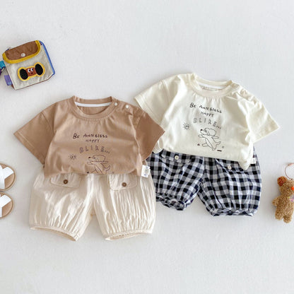 【BABY&KID】夏新作 ドッグＴシャツ、チェックパンツSK072010