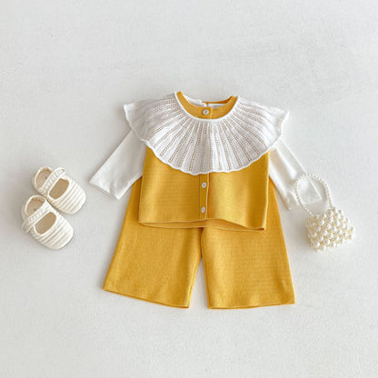 【BABY&KID】大襟ブラウス＆ニットベスト＆ニットワイドパンツSK101436