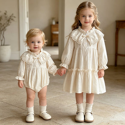 【BABY&KID】フリル襟小花柄ロンパース、ワンピースSK107913