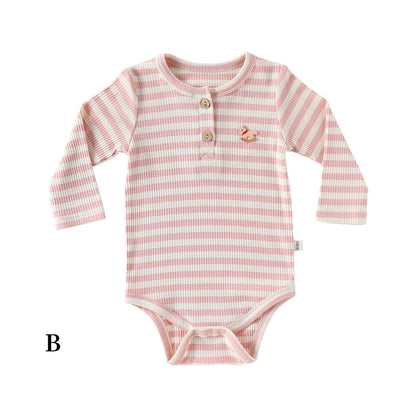 【BABY】北欧風ポニー刺繍ボーダーロンパース、レギンスSK101320