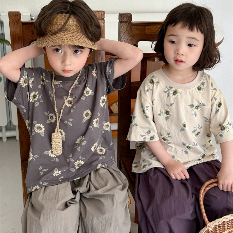 【BABY&KID】夏新作 フラワープリント半袖Tシャツ、シャツSK080513