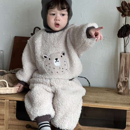 【BABY&KID】冬新作韓国風くまさん、ライオンあったかセットアップSK103128