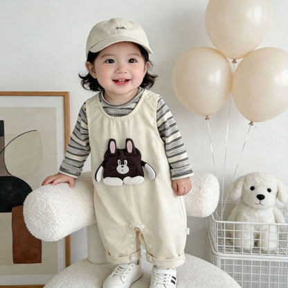 【BABY】カートゥーン柄サロペットカバーオール＆ボーダーロンTSK104303