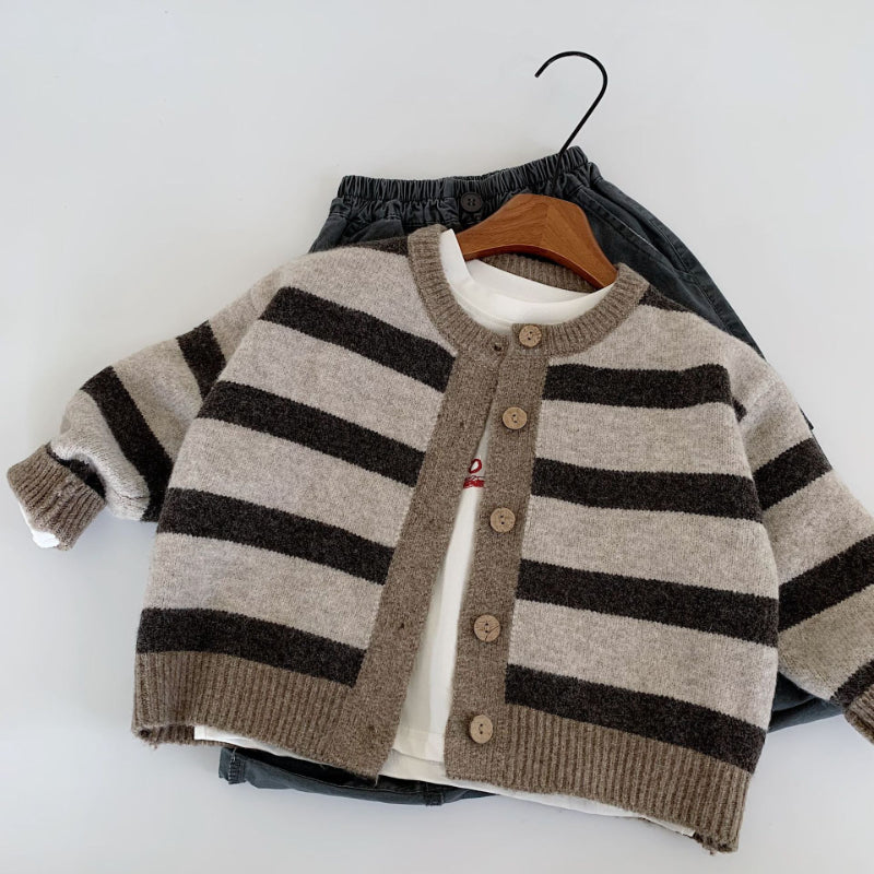 【BABY&KID】ストライプ柄ニットカーディガンSK100506
