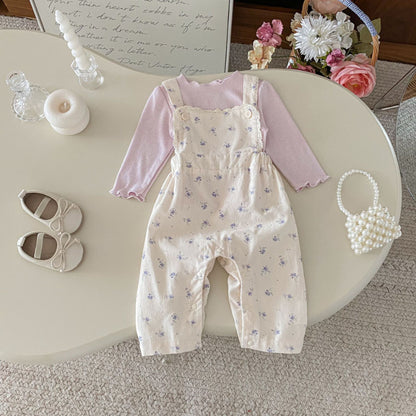 【BABY】小花柄サロペット&ソフトTシャツSK100729