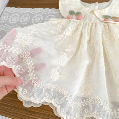 【BABY&KID】夏新作 フラワー刺繡チェリーワンピースSK072519