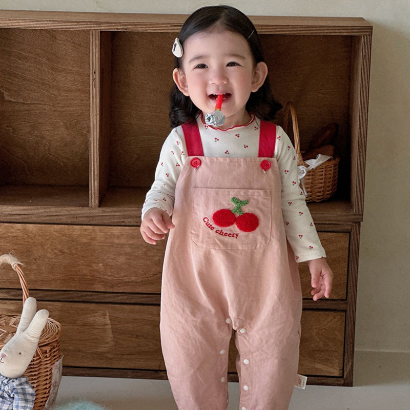 【BABY】さくらんぼポケットサロペット＆さくらんぼ柄ロンTSK104304