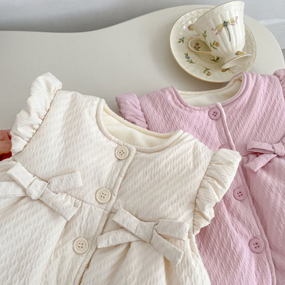 【BABY&KID】冬新作蝶結び裏起毛ベストSK102734