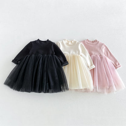 【BABY&KID】冬新作無地チュール裏起毛ワンピースSK107706