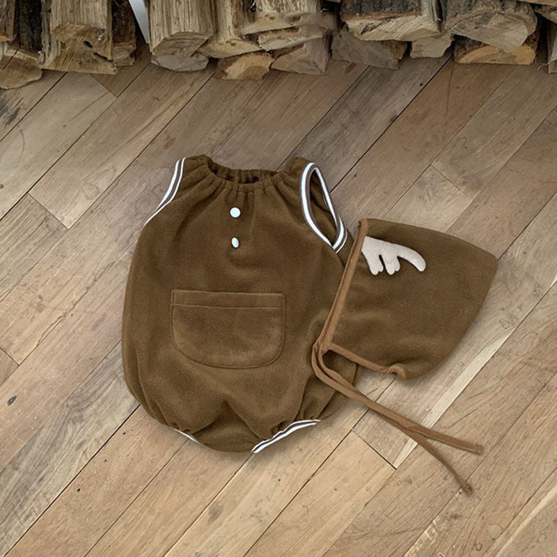 【BABY】とんがり帽子あったかノースリーブロンパースSK103107