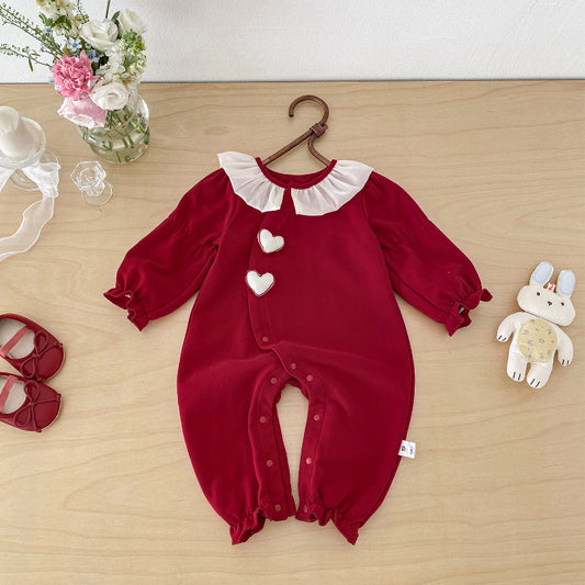 【BABY】ハートチュール襟カバーオールSK103407