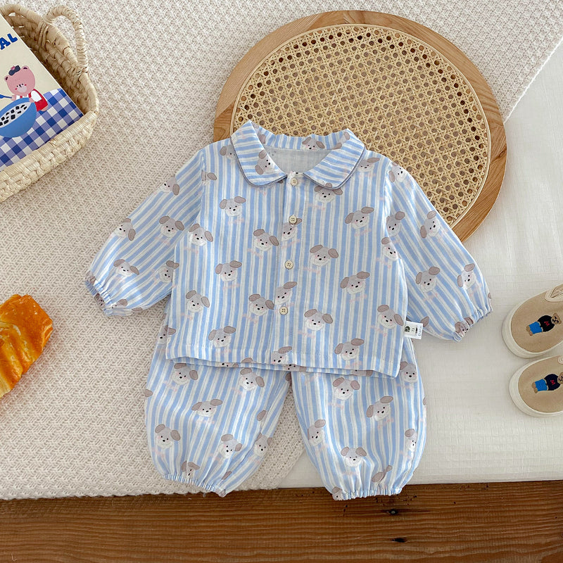 【BABY】レインボー、ボーダー小犬セットアップSK100529