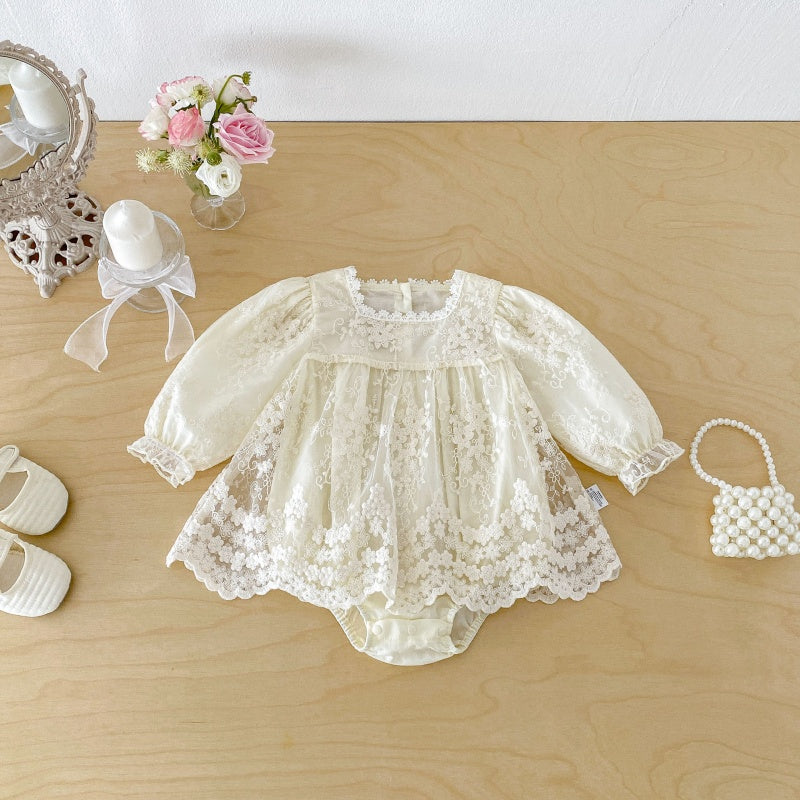 【BABY】レーススクエアネックロンパースSK107905